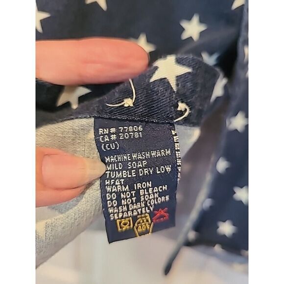 Vintage 90s Tommy Hilfiger Blue Star Pattern Button Down Shirt Nice Fade | M EUC - Picture 11 of 12